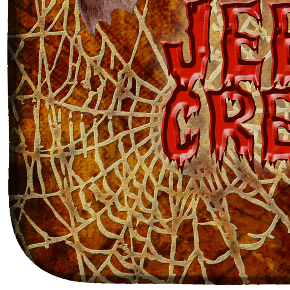 Jeepers Creepers with Bat and Spider web Halloween Dish Drying Mat Absorbent Dish Drying Mat Pad for Kitchen Counter Dish Drainer Mat for Countertop, 14 x 21", Multicolor
