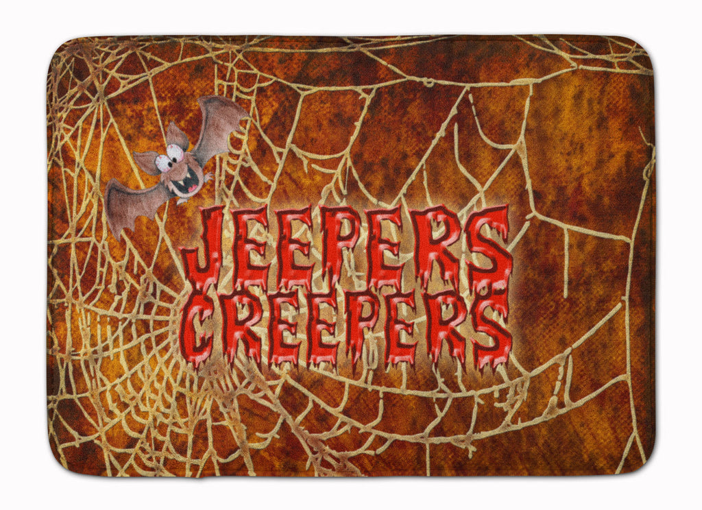 Jeepers Creepers with Bat and Spider web Halloween Memory Foam Kitchen Mat Machine Washable Anti-Fatigue Cushion Comfort Bath or Kitchen Rug