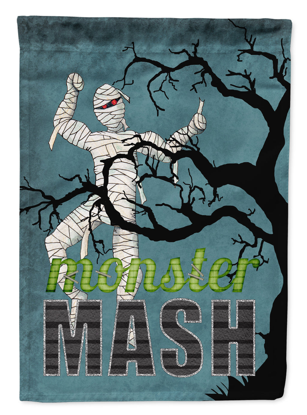 Monster Mash with Mummy Halloween House Flag 28x40 Porch Sleeve Pole Decorative Outside Yard Banner Artwork Wall Hanging, Polyester