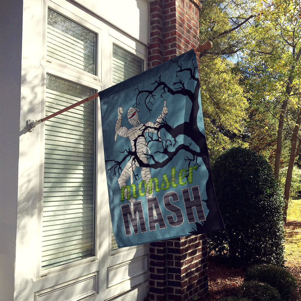 Monster Mash with Mummy Halloween House Flag 28x40 Porch Sleeve Pole Decorative Outside Yard Banner Artwork Wall Hanging, Polyester