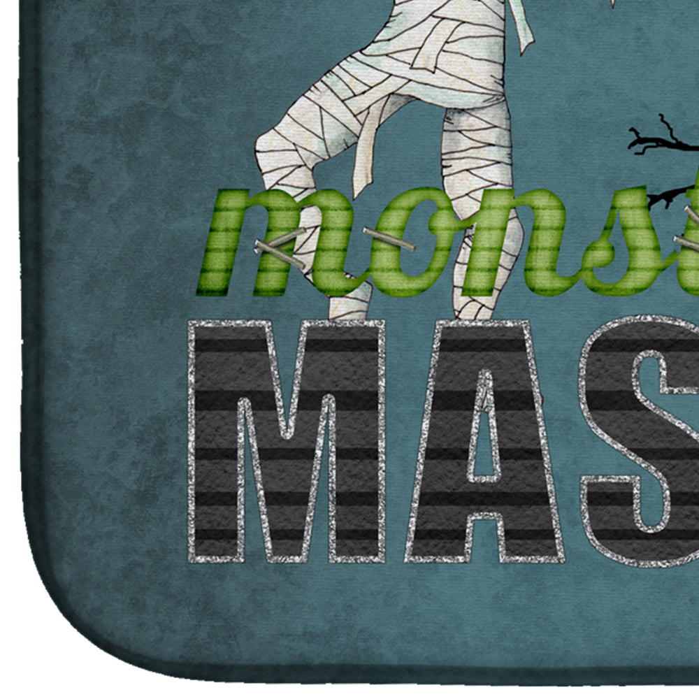 Monster Mash with Mummy Halloween Dish Drying Mat Absorbent Dish Drying Mat Pad for Kitchen Counter Dish Drainer Mat for Countertop, 14 x 21", Multicolor