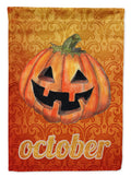 October Pumpkin Halloween House Flag 28x40 Porch Sleeve Pole Decorative Outside Yard Banner Artwork Wall Hanging, Polyester
