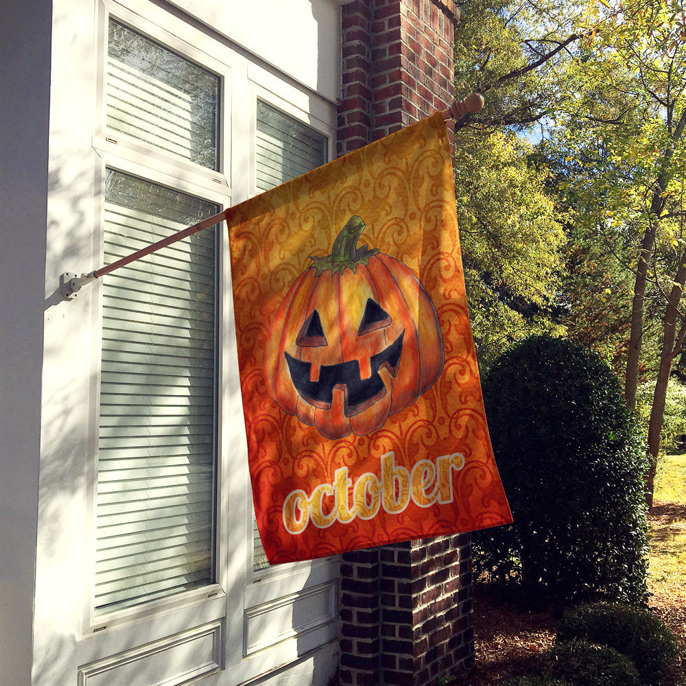 October Pumpkin Halloween House Flag 28x40 Porch Sleeve Pole Decorative Outside Yard Banner Artwork Wall Hanging, Polyester