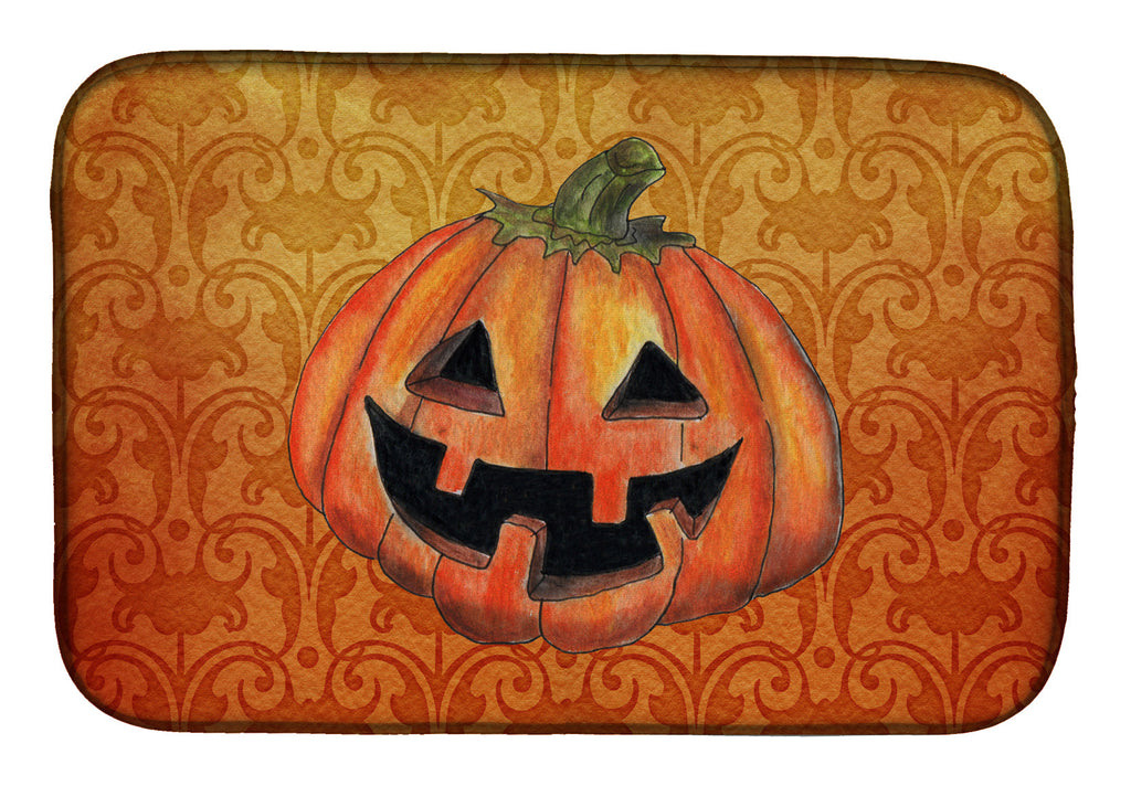 October Pumpkin Halloween Dish Drying Mat Absorbent Dish Drying Mat Pad for Kitchen Counter Dish Drainer Mat for Countertop, 14 x 21", Multicolor