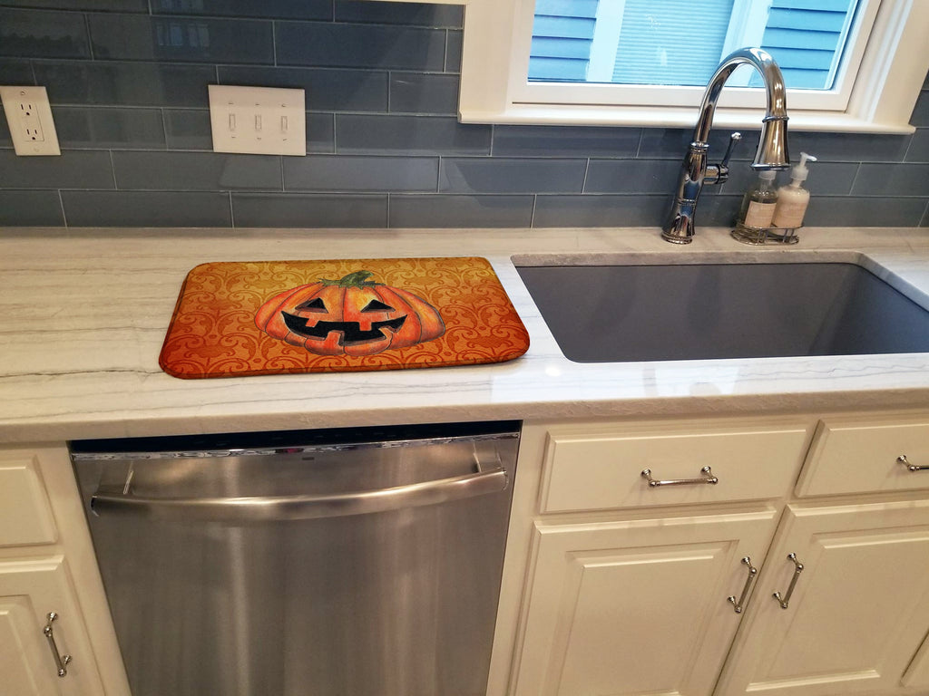 October Pumpkin Halloween Dish Drying Mat Absorbent Dish Drying Mat Pad for Kitchen Counter Dish Drainer Mat for Countertop, 14 x 21", Multicolor