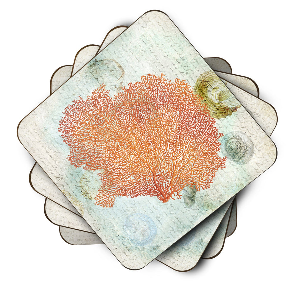 Beach Sea Fan Coral Foam Coasters Set of 4 Cup Coasters for Indoor Outdoor, Tabletop Protection, Anti Slip, Mouse pad Material
