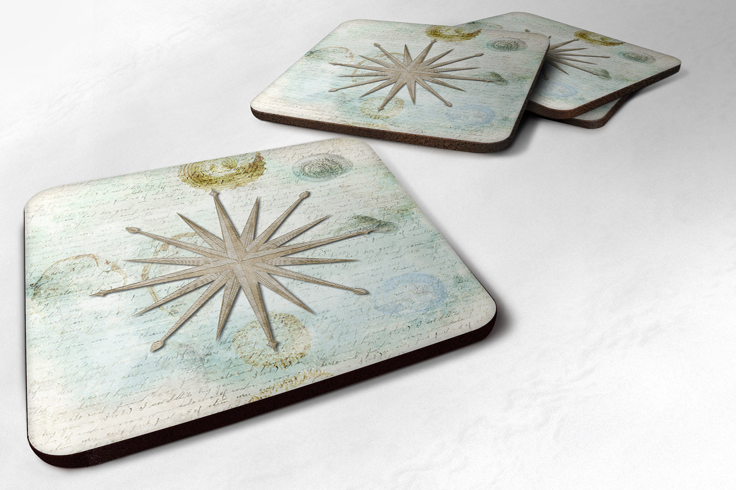 Beach Nautical Star Foam Coasters Set of 4 Cup Coasters for Indoor Outdoor, Tabletop Protection, Anti Slip, Mouse pad Material