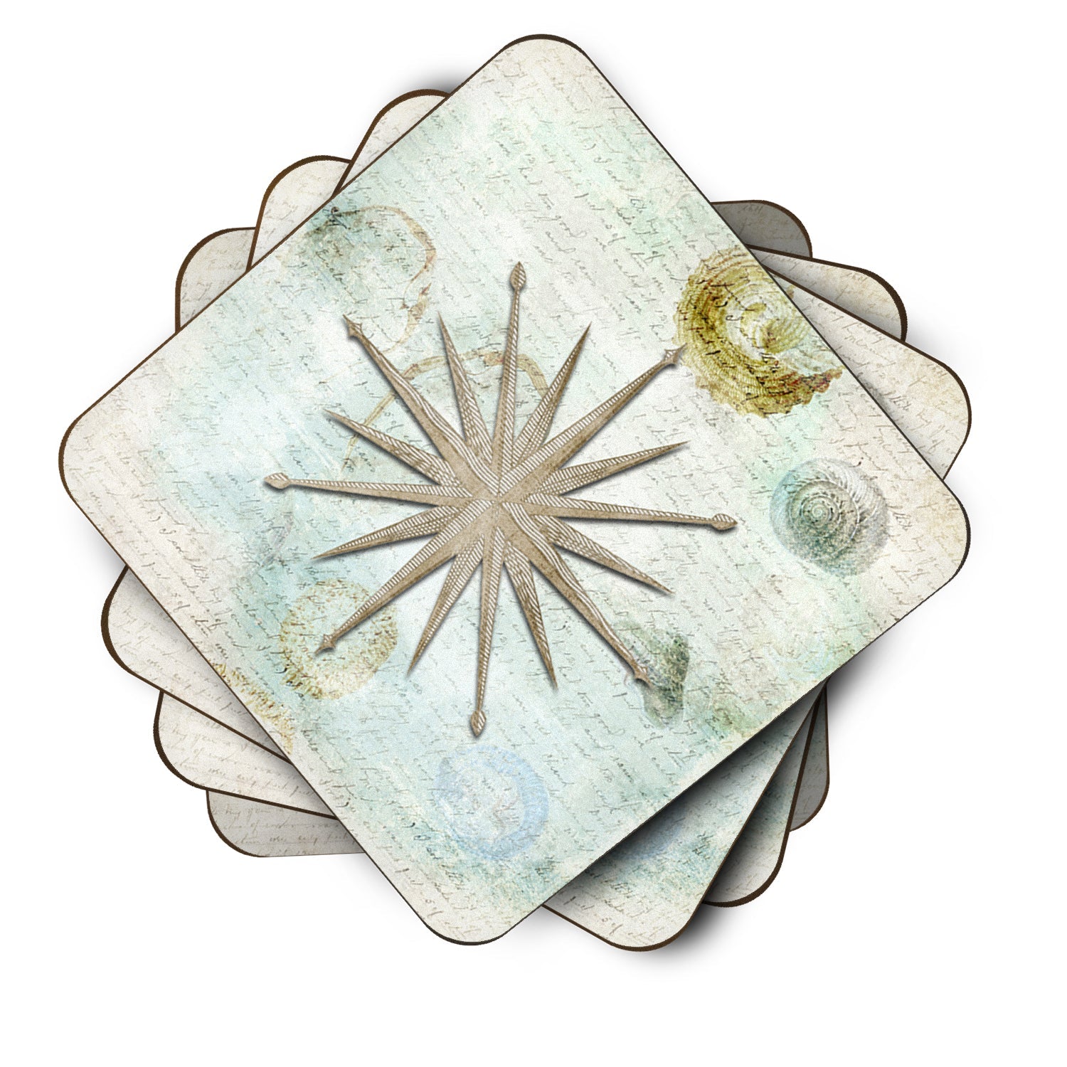 Beach Nautical Star Foam Coasters Set of 4 Cup Coasters for Indoor Outdoor, Tabletop Protection, Anti Slip, Mouse pad Material