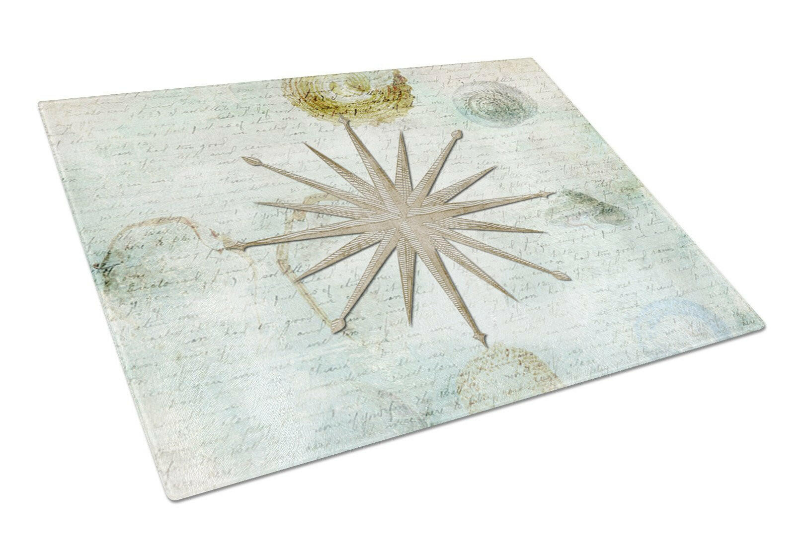 Beach Nautical Star Cutting Board Tempered Glass Kitchen Cutting Surface, Heat Resistant Chopping, Non-Slip Feet, Food Prep & Serving