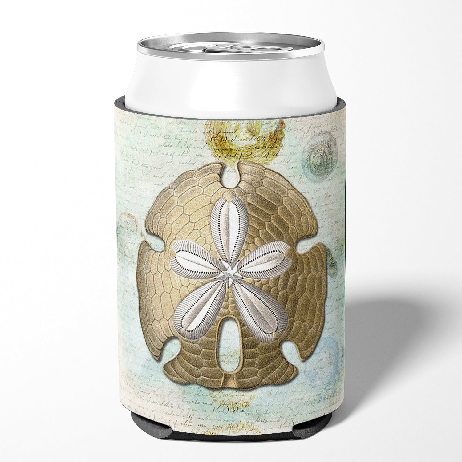 Beach Gold Sand Dollar Can or Bottle Hugger Cooler Sleeve for Standard 12 oz Cans, Insulated Foam Beer & Soda Can Hugger Reusable