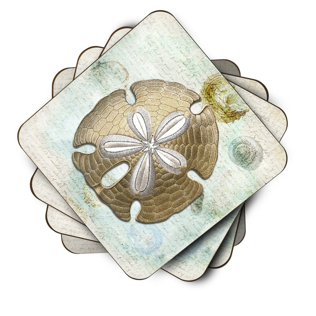 Beach Gold Sand Dollar Foam Coasters Set of 4 Cup Coasters for Indoor Outdoor, Tabletop Protection, Anti Slip, Mouse pad Material