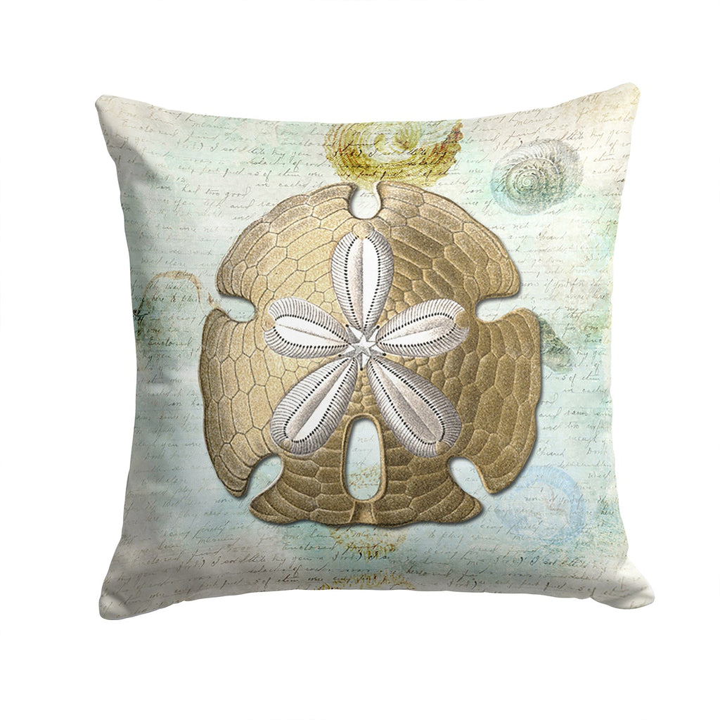 Beach Gold Sand Dollar Decorative Throw Pillow 14x14 Indoor Outdoor Accent Cushion, Fabric Cover with Insert for Sofa, Bed, Porch & Living Room