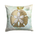Beach Gold Sand Dollar Decorative Throw Pillow 14x14 Indoor Outdoor Accent Cushion, Fabric Cover with Insert for Sofa, Bed, Porch & Living Room