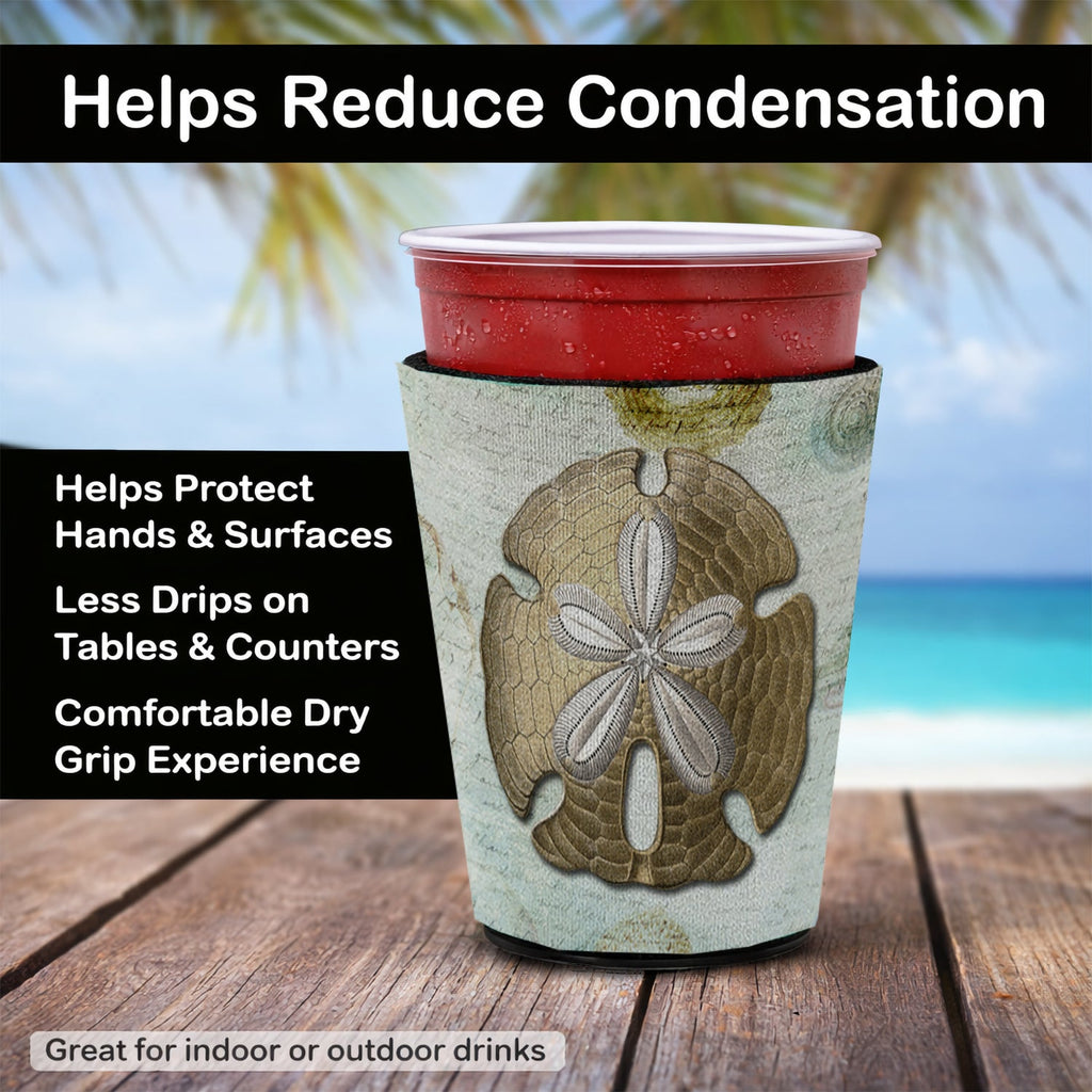 Beach Gold Sand Dollar Red Cup Hugger Sleeve for 16–22 oz Party Cups, Insulated Foam Drink Holder for Iced Coffee, Tailgate & BBQ Reusable