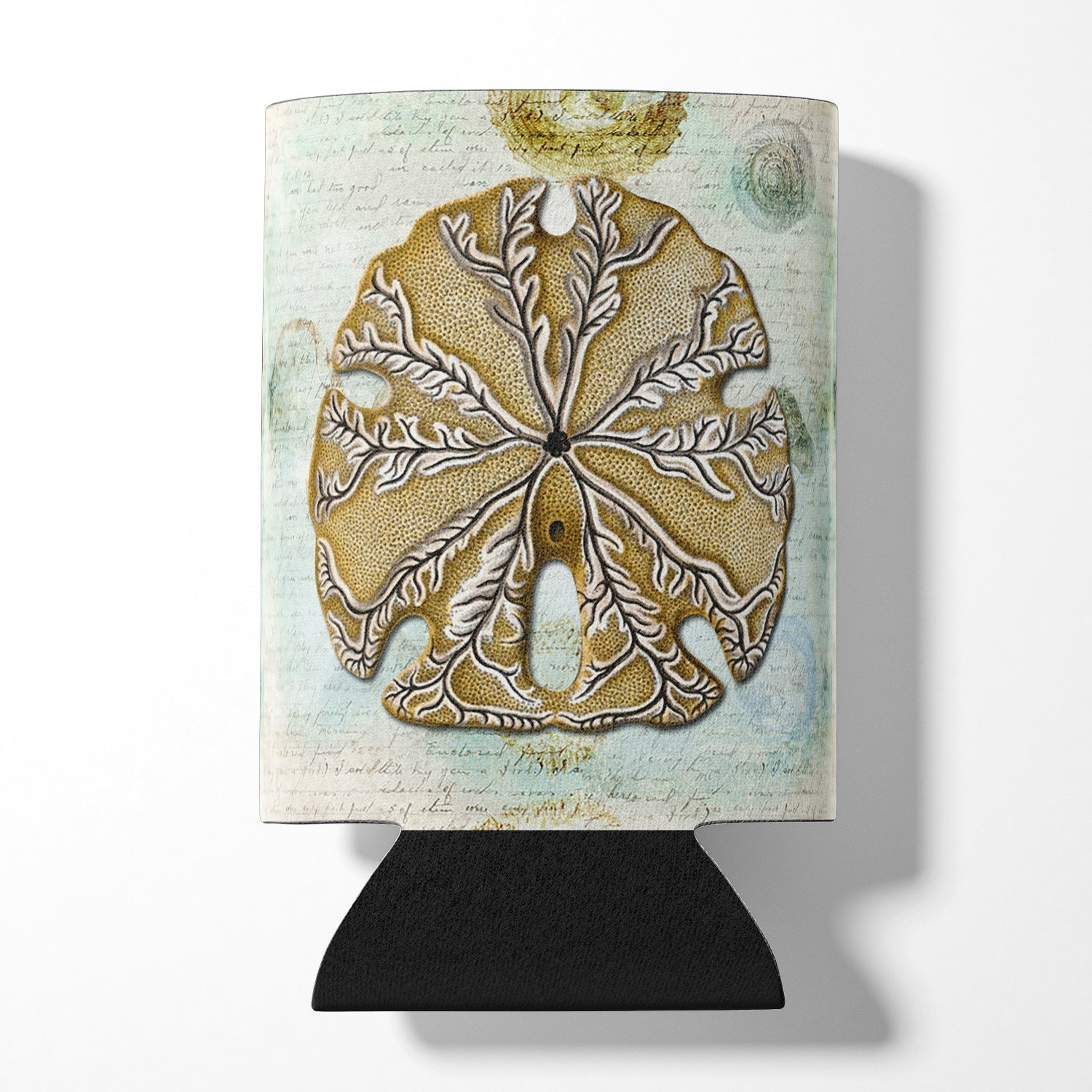 Beach Gold Sand Dollar #2 Can or Bottle Hugger Cooler Sleeve for Standard 12 oz Cans, Insulated Foam Beer & Soda Can Hugger Reusable