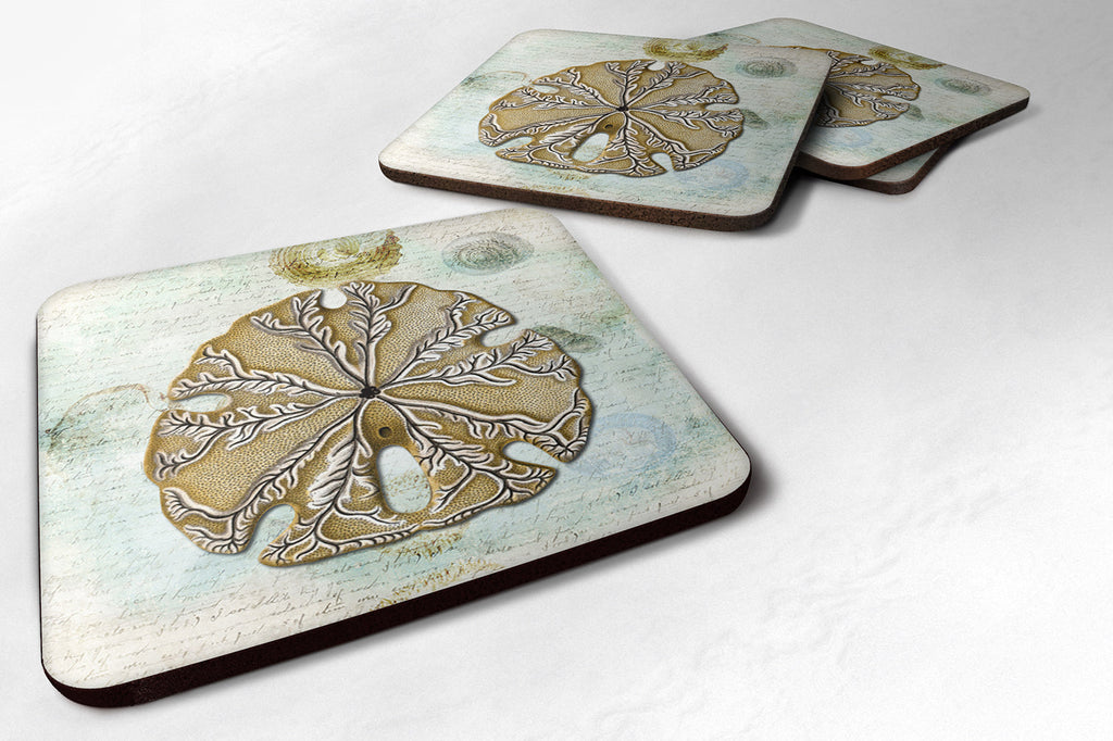 Beach Gold Sand Dollar #2 Foam Coasters Set of 4 Cup Coasters for Indoor Outdoor, Tabletop Protection, Anti Slip, Mouse pad Material
