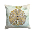 Beach Gold Sand Dollar #2 Decorative Throw Pillow 14x14 Indoor Outdoor Accent Cushion, Fabric Cover with Insert for Sofa, Bed, Porch & Living Room