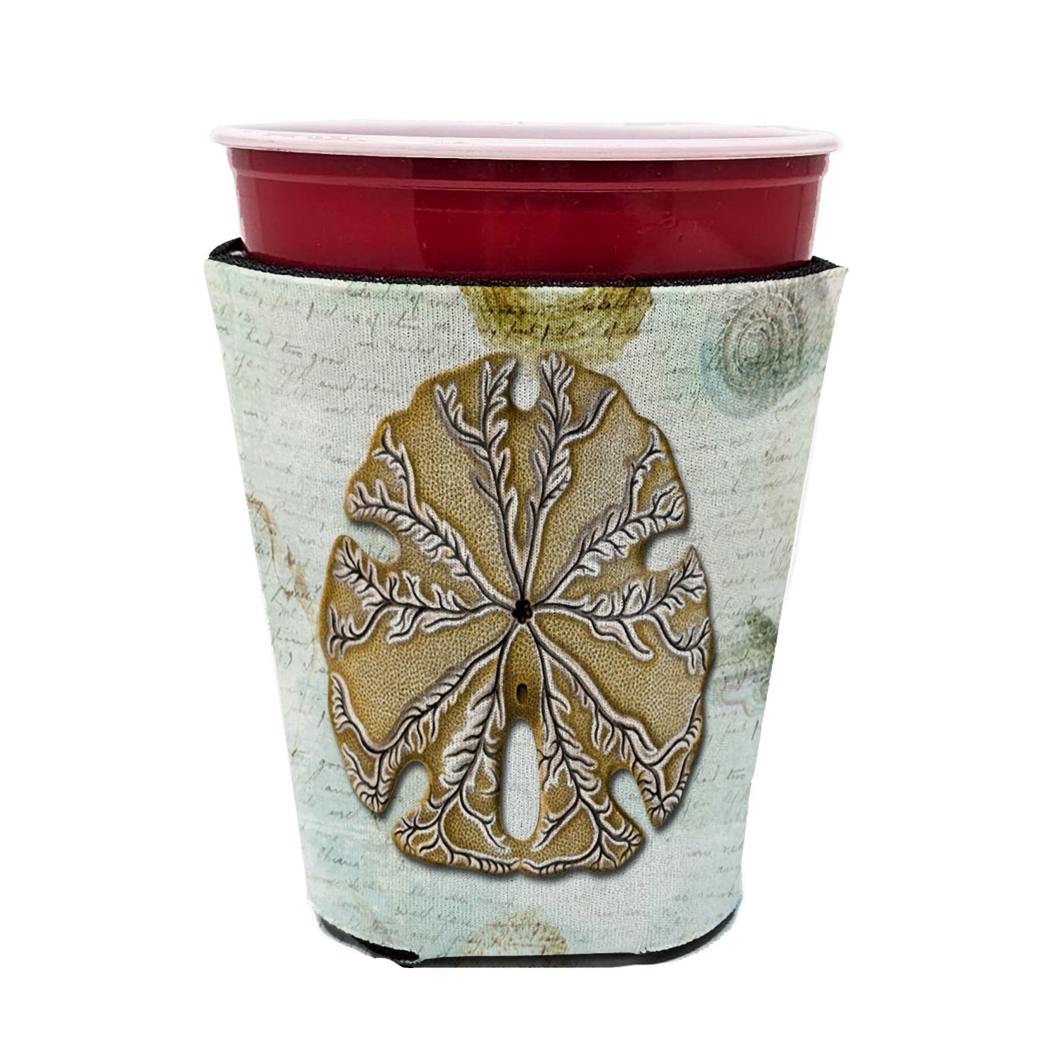 Beach Gold Sand Dollar #2 Red Cup Hugger Sleeve for 16–22 oz Party Cups, Insulated Foam Drink Holder for Iced Coffee, Tailgate & BBQ Reusable