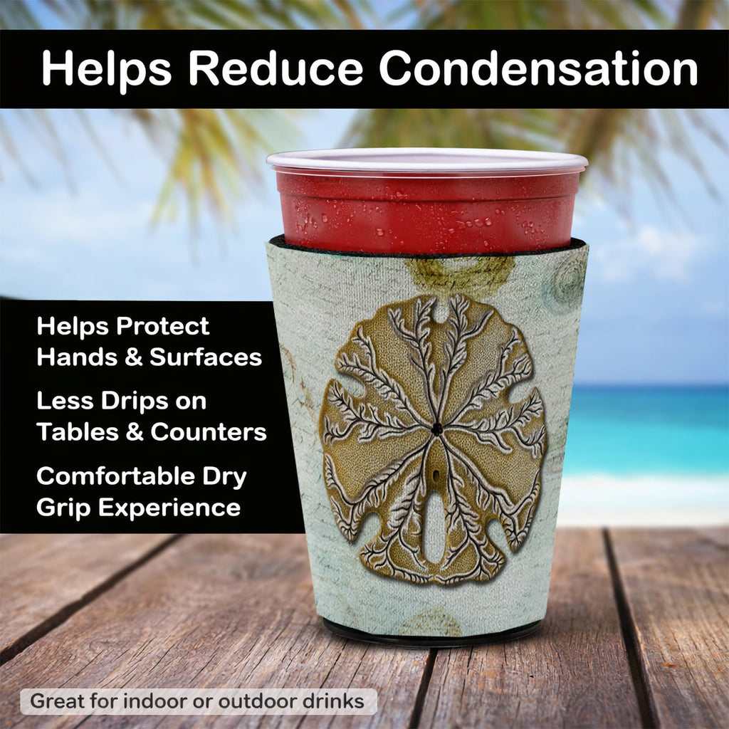Beach Gold Sand Dollar #2 Red Cup Hugger Sleeve for 16–22 oz Party Cups, Insulated Foam Drink Holder for Iced Coffee, Tailgate & BBQ Reusable