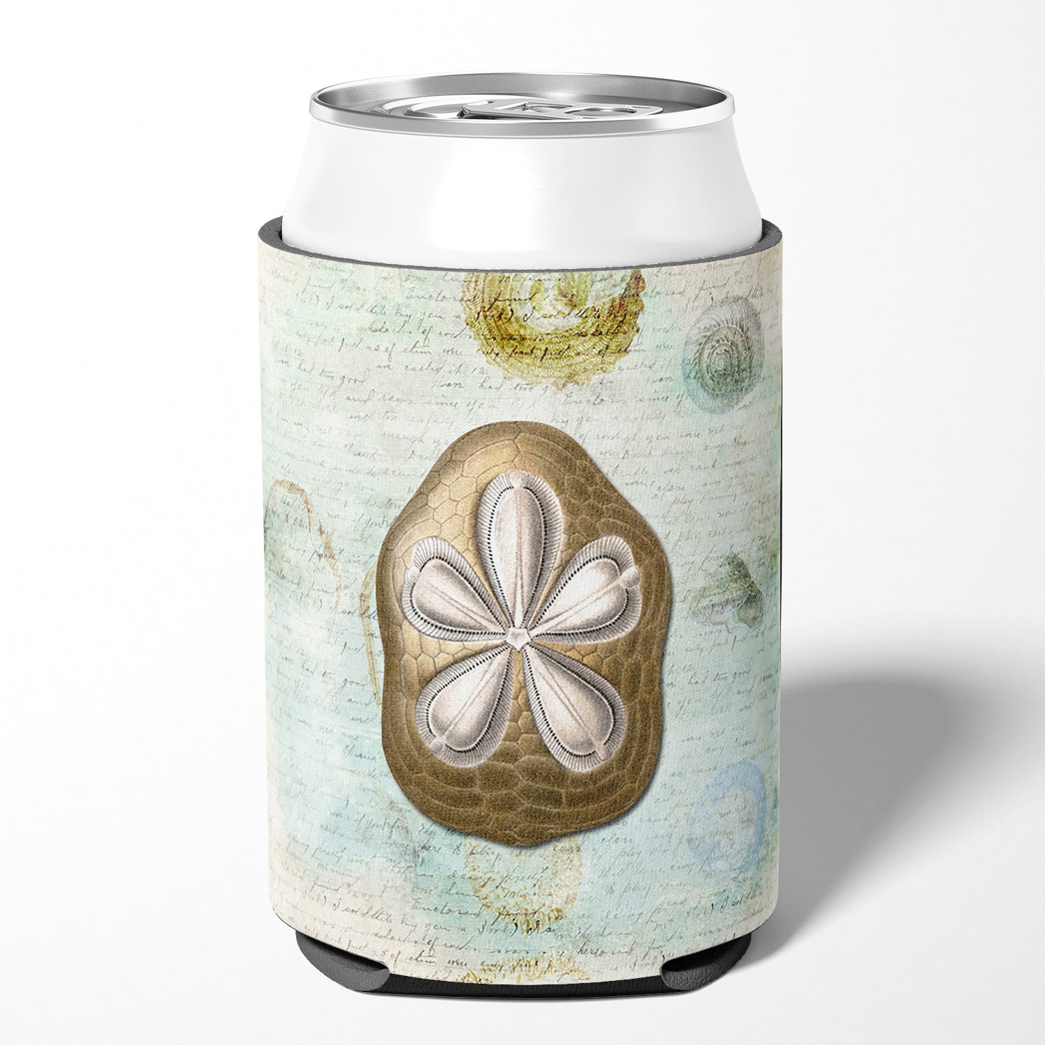 Beach Gold Sand Dollar #3 Can or Bottle Hugger Cooler Sleeve for Standard 12 oz Cans, Insulated Foam Beer & Soda Can Hugger Reusable