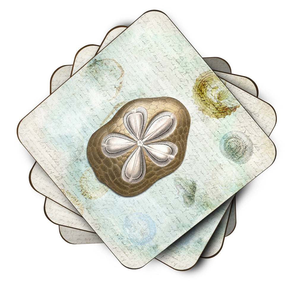 Beach Gold Sand Dollar #3 Foam Coasters Set of 4 Cup Coasters for Indoor Outdoor, Tabletop Protection, Anti Slip, Mouse pad Material