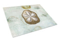 Beach Gold Sand Dollar #3 Cutting Board Tempered Glass Kitchen Cutting Surface, Heat Resistant Chopping, Non-Slip Feet, Food Prep & Serving