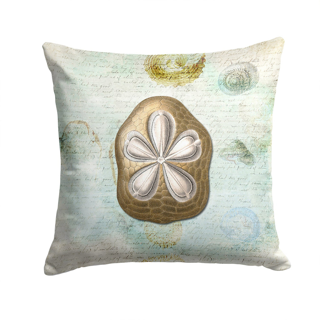 Beach Gold Sand Dollar #3 Decorative Throw Pillow 14x14 Indoor Outdoor Accent Cushion, Fabric Cover with Insert for Sofa, Bed, Porch & Living Room