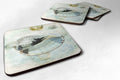Beach Conch Shell in Blues Foam Coasters Set of 4 Cup Coasters for Indoor Outdoor, Tabletop Protection, Anti Slip, Mouse pad Material