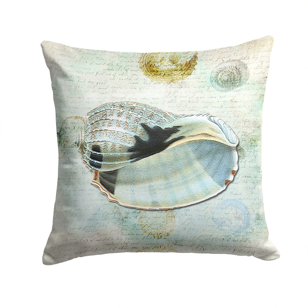 Beach Conch Shell in Blues Decorative Throw Pillow 14x14 Indoor Outdoor Accent Cushion, Fabric Cover with Insert for Sofa, Bed, Porch & Living Room