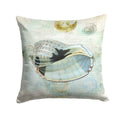 Beach Conch Shell in Blues Decorative Throw Pillow 14x14 Indoor Outdoor Accent Cushion, Fabric Cover with Insert for Sofa, Bed, Porch & Living Room