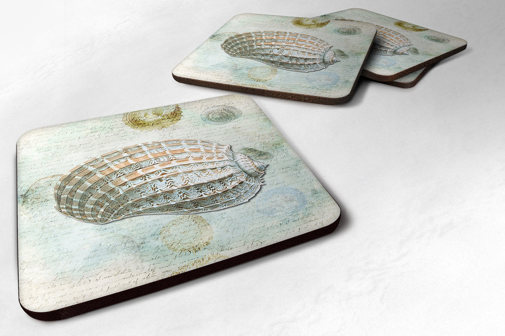 Beach Conch Shell Top Foam Coasters Set of 4 Cup Coasters for Indoor Outdoor, Tabletop Protection, Anti Slip, Mouse pad Material