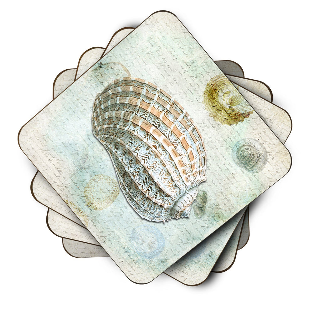 Beach Conch Shell Top Foam Coasters Set of 4 Cup Coasters for Indoor Outdoor, Tabletop Protection, Anti Slip, Mouse pad Material