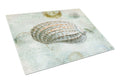 Beach Conch Shell Top Cutting Board Tempered Glass Kitchen Cutting Surface, Heat Resistant Chopping, Non-Slip Feet, Food Prep & Serving