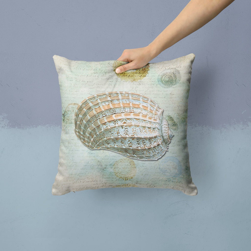 Beach Conch Shell Top Decorative Throw Pillow 14x14 Indoor Outdoor Accent Cushion, Fabric Cover with Insert for Sofa, Bed, Porch & Living Room