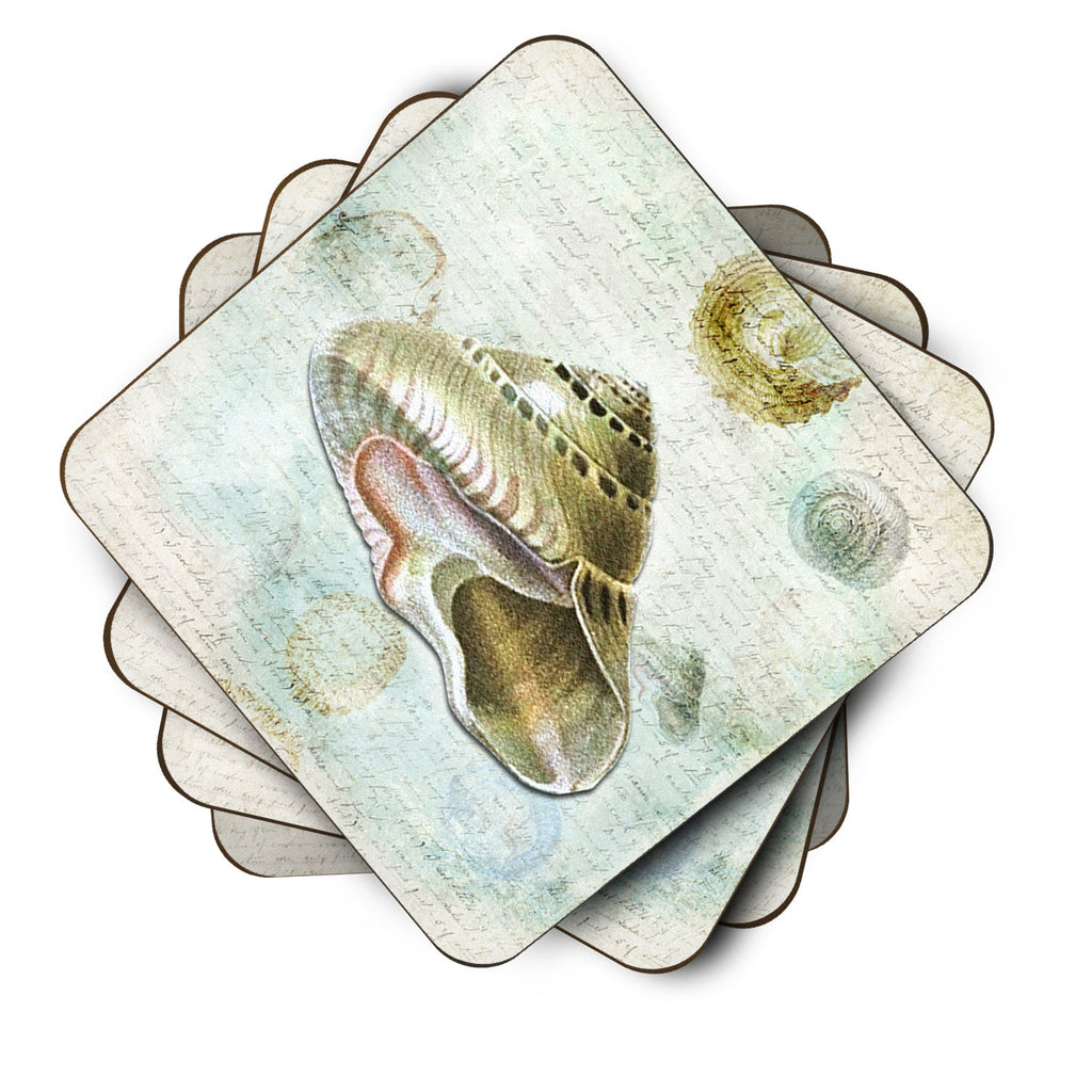 Beach Carrier Shell Foam Coasters Set of 4 Cup Coasters for Indoor Outdoor, Tabletop Protection, Anti Slip, Mouse pad Material