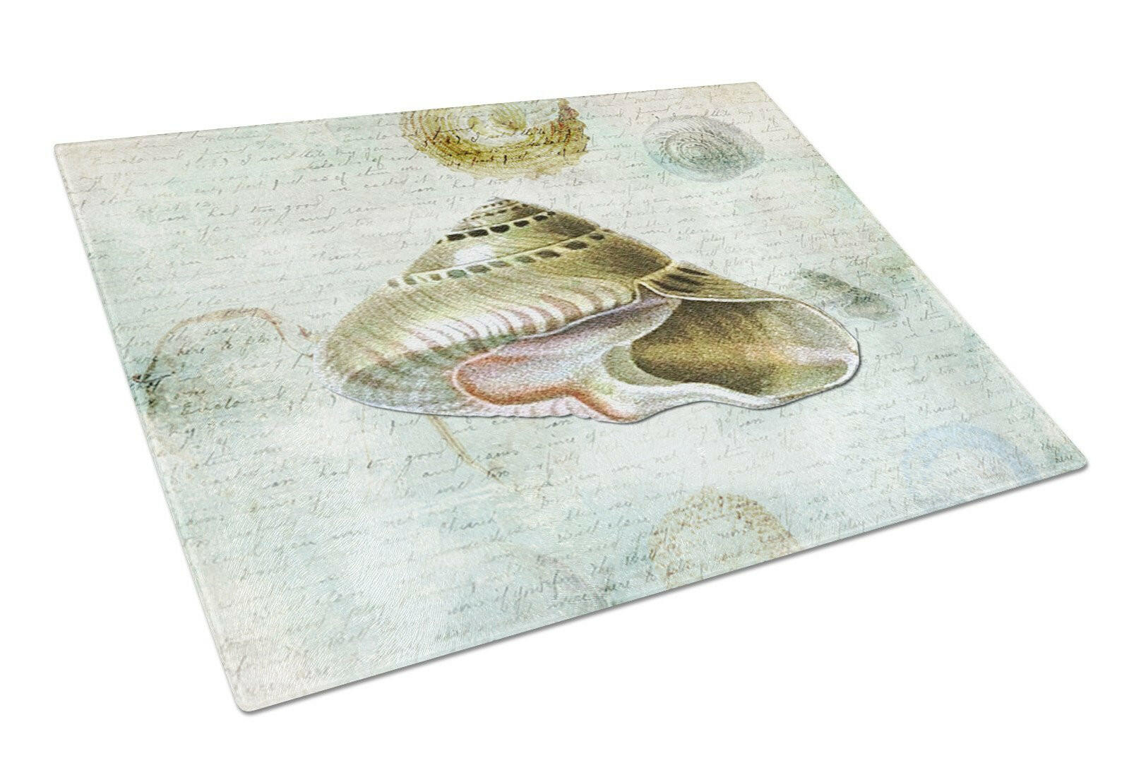 Beach Carrier Shell Cutting Board Tempered Glass Kitchen Cutting Surface, Heat Resistant Chopping, Non-Slip Feet, Food Prep & Serving