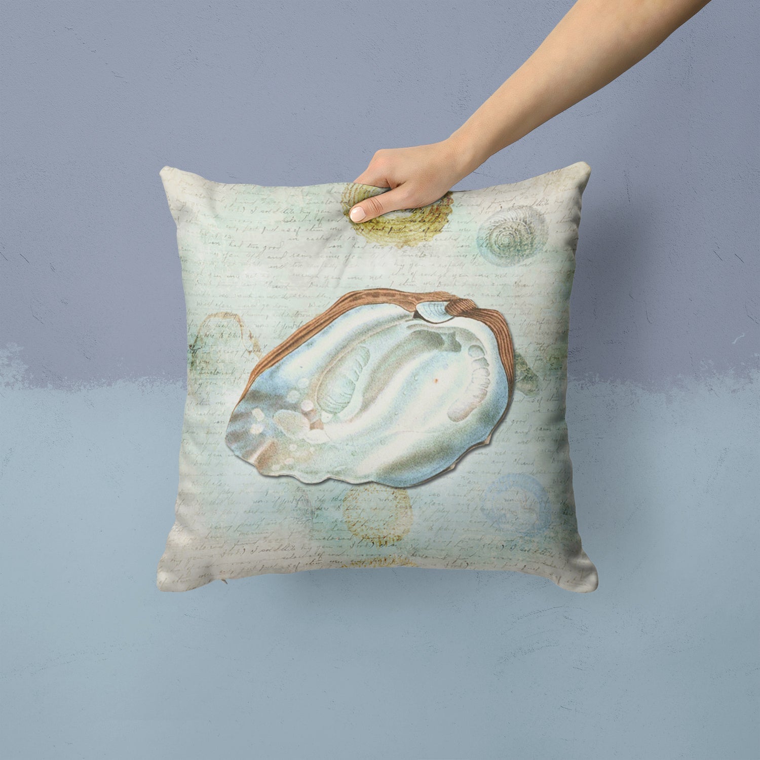 Beach Oyster Decorative Throw Pillow 14x14 Indoor Outdoor Accent Cushion, Fabric Cover with Insert for Sofa, Bed, Porch & Living Room