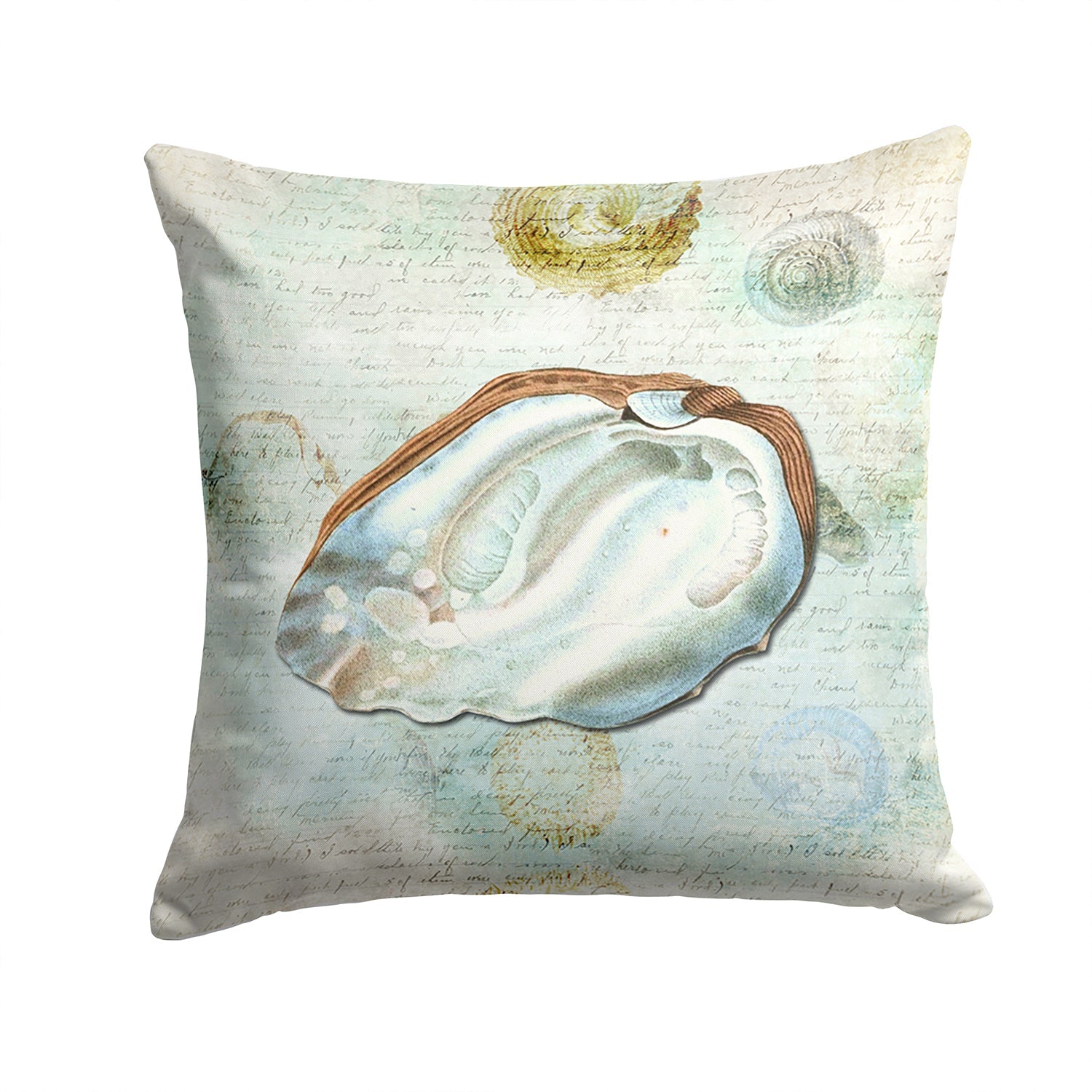 Beach Oyster Decorative Throw Pillow 14x14 Indoor Outdoor Accent Cushion, Fabric Cover with Insert for Sofa, Bed, Porch & Living Room