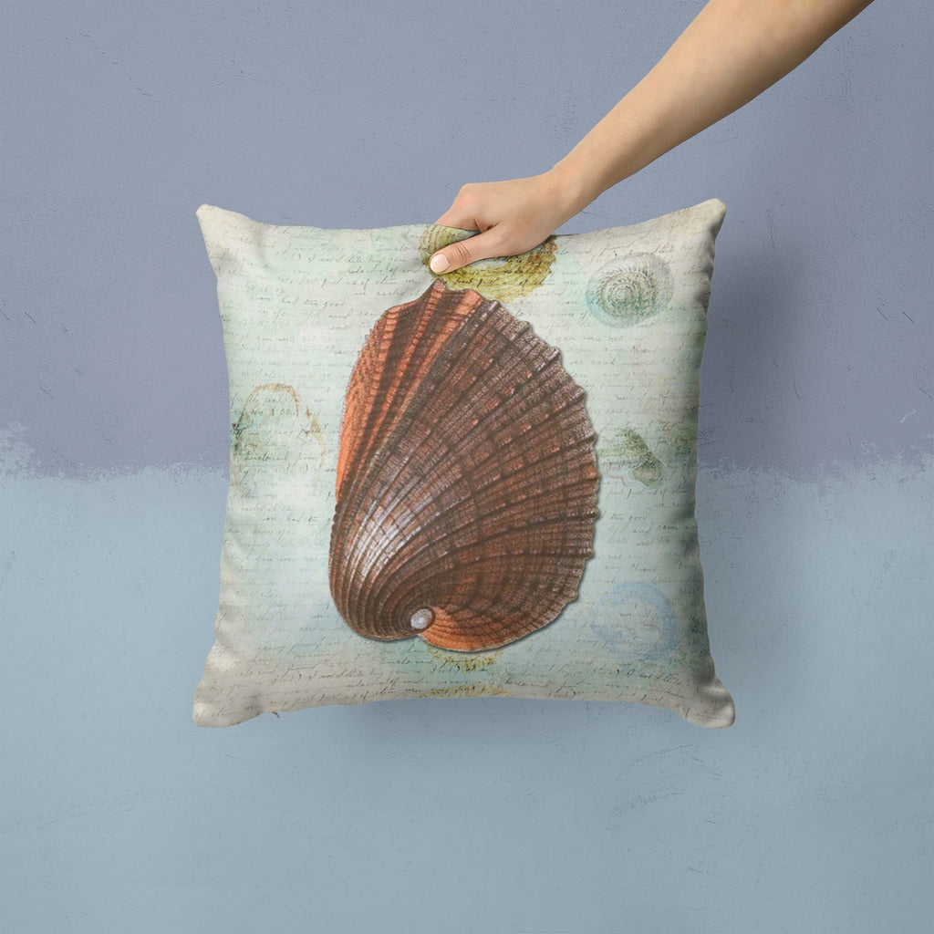 Beach Prickly Cockle Shell Decorative Throw Pillow 14x14 Indoor Outdoor Accent Cushion, Fabric Cover with Insert for Sofa, Bed, Porch & Living Room