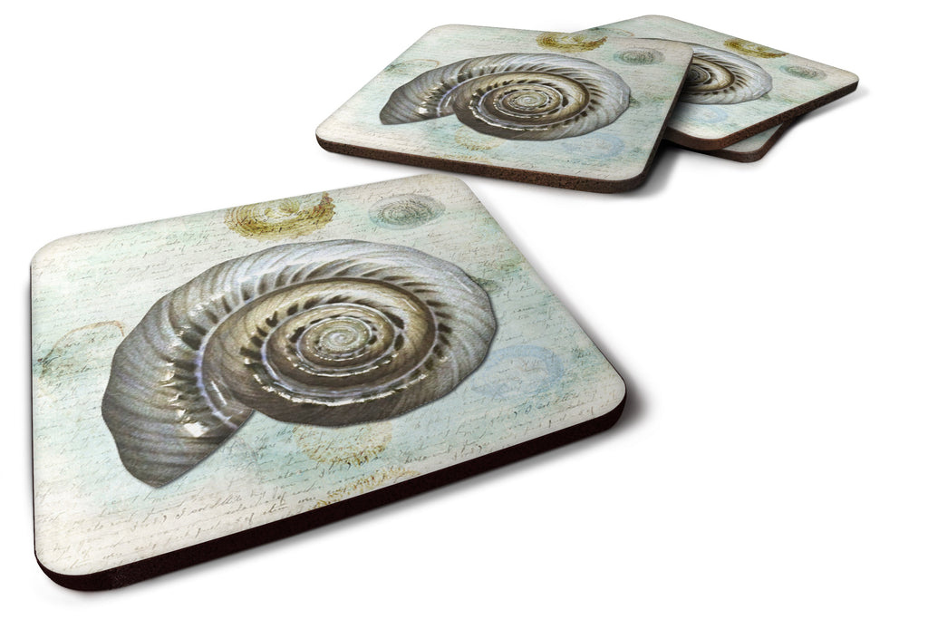 Beach Sundail Shell Foam Coasters Set of 4 Cup Coasters for Indoor Outdoor, Tabletop Protection, Anti Slip, Mouse pad Material