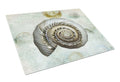 Beach Sundail Shell Cutting Board Tempered Glass Kitchen Cutting Surface, Heat Resistant Chopping, Non-Slip Feet, Food Prep & Serving