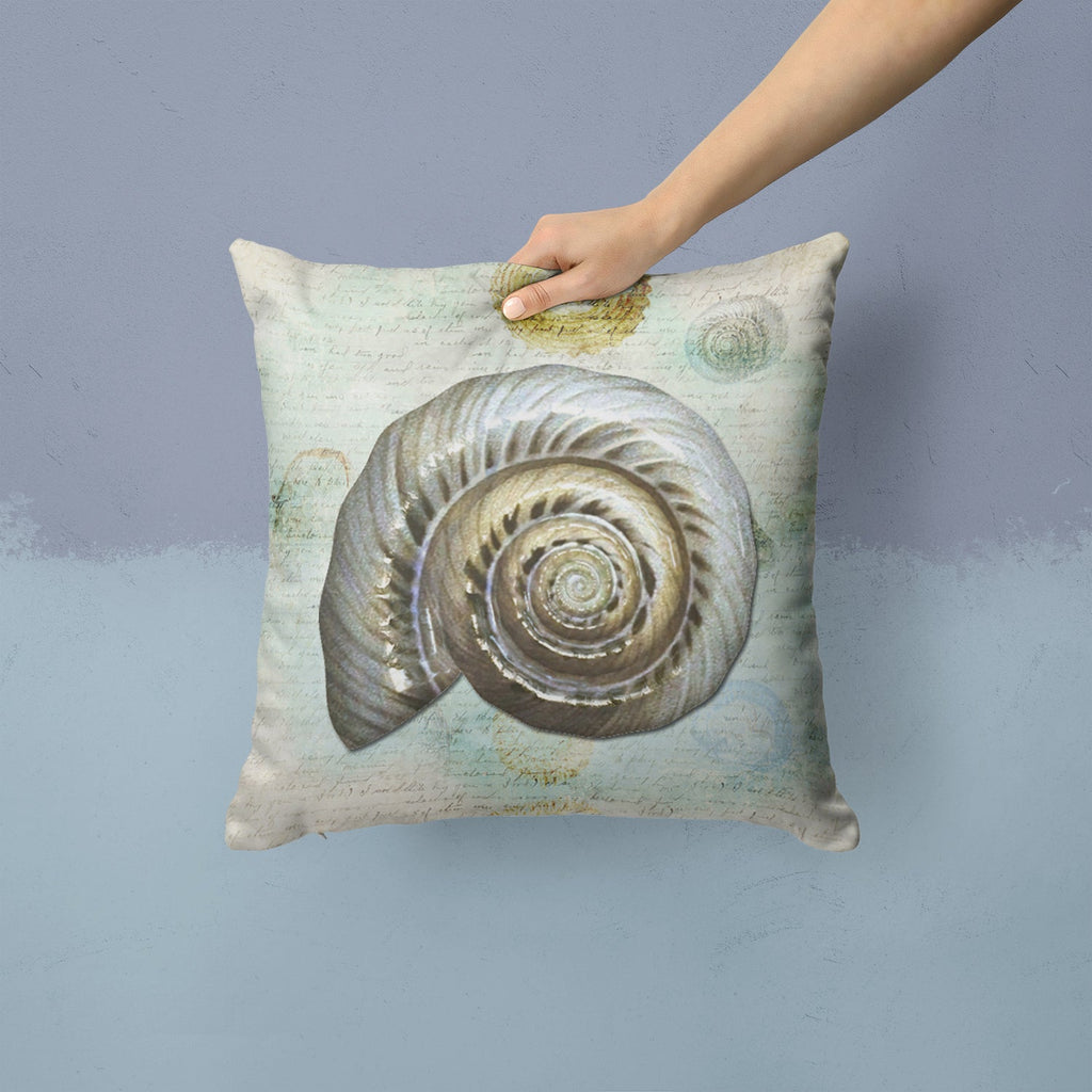 Beach Sundail Shell Decorative Throw Pillow 14x14 Indoor Outdoor Accent Cushion, Fabric Cover with Insert for Sofa, Bed, Porch & Living Room