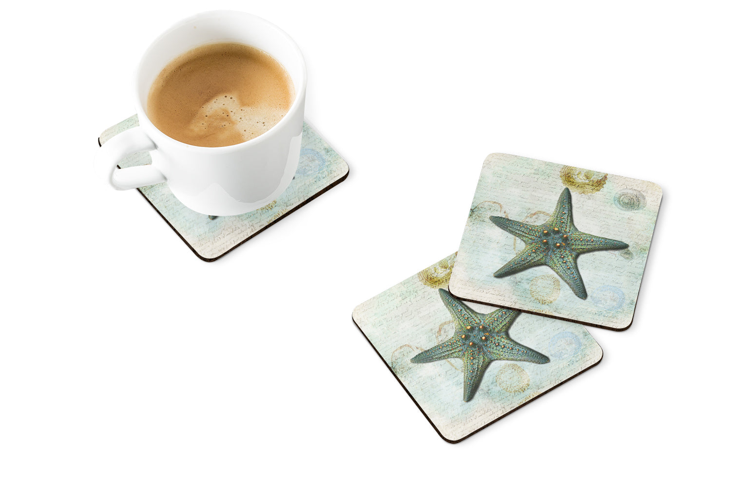 Beach Knobby Sea Stars Starfish Foam Coasters Set of 4 Cup Coasters for Indoor Outdoor, Tabletop Protection, Anti Slip, Mouse pad Material