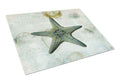 Beach Knobby Sea Stars Starfish Cutting Board Tempered Glass Kitchen Cutting Surface, Heat Resistant Chopping, Non-Slip Feet, Food Prep & Serving