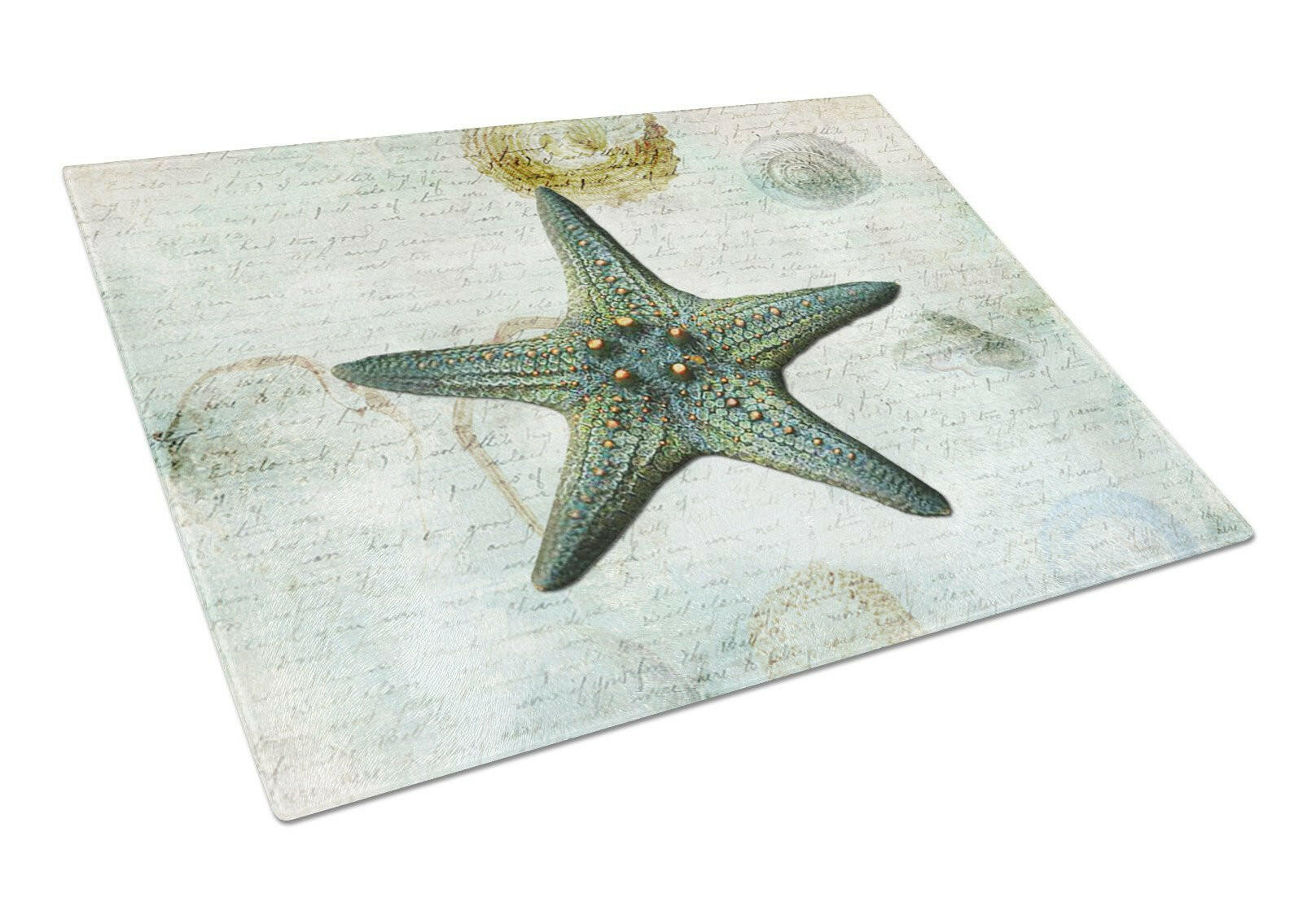 Beach Knobby Sea Stars Starfish Cutting Board Tempered Glass Kitchen Cutting Surface, Heat Resistant Chopping, Non-Slip Feet, Food Prep & Serving