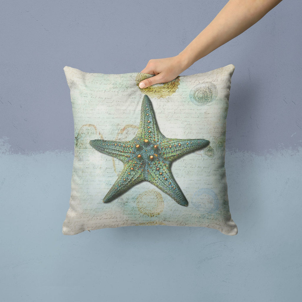 Beach Knobby Sea Stars Starfish Decorative Throw Pillow 14x14 Indoor Outdoor Accent Cushion, Fabric Cover with Insert for Sofa, Bed, Porch & Living Room