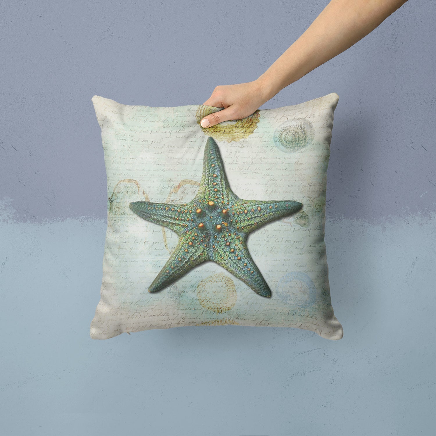 Beach Knobby Sea Stars Starfish Decorative Throw Pillow 14x14 Indoor Outdoor Accent Cushion, Fabric Cover with Insert for Sofa, Bed, Porch & Living Room