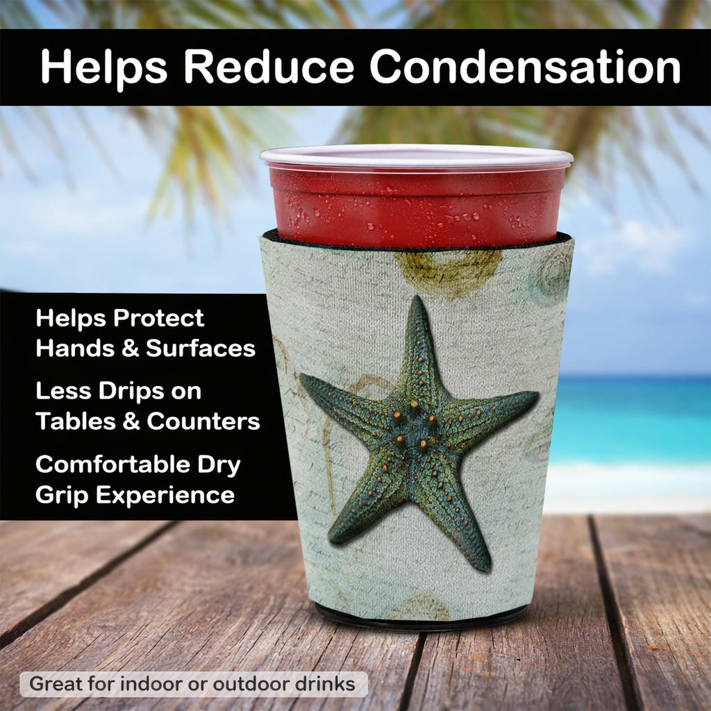 Beach Knobby Sea Stars Starfish Red Cup Hugger Sleeve for 16–22 oz Party Cups, Insulated Foam Drink Holder for Iced Coffee, Tailgate & BBQ Reusable