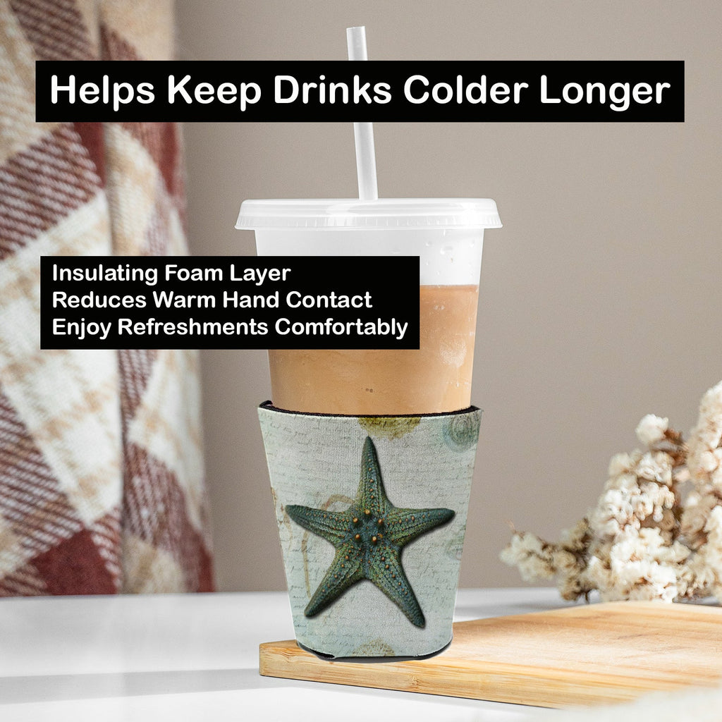 Beach Knobby Sea Stars Starfish Red Cup Hugger Sleeve for 16–22 oz Party Cups, Insulated Foam Drink Holder for Iced Coffee, Tailgate & BBQ Reusable