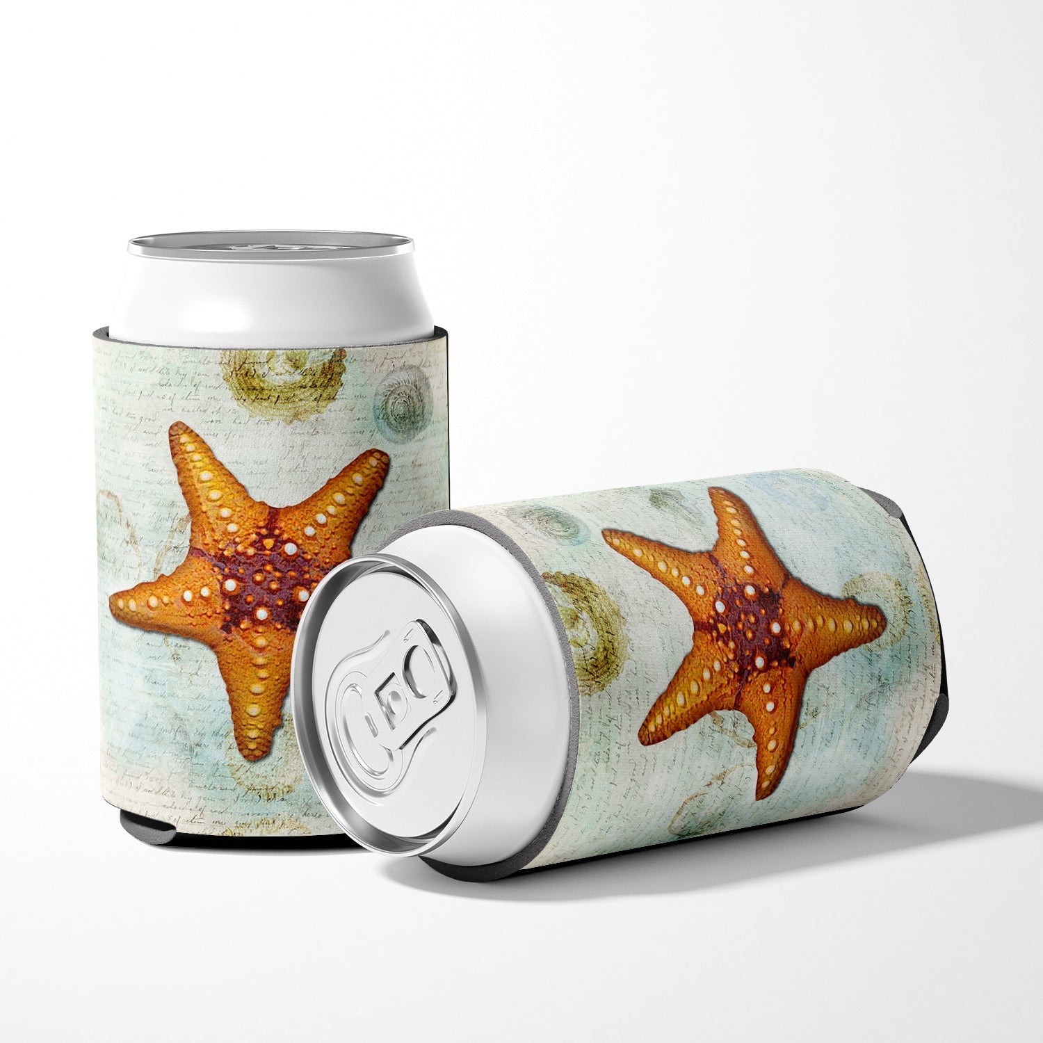 Beach Knobby Sea Star Starfish Orange Can or Bottle Hugger Cooler Sleeve for Standard 12 oz Cans, Insulated Foam Beer & Soda Can Hugger Reusable